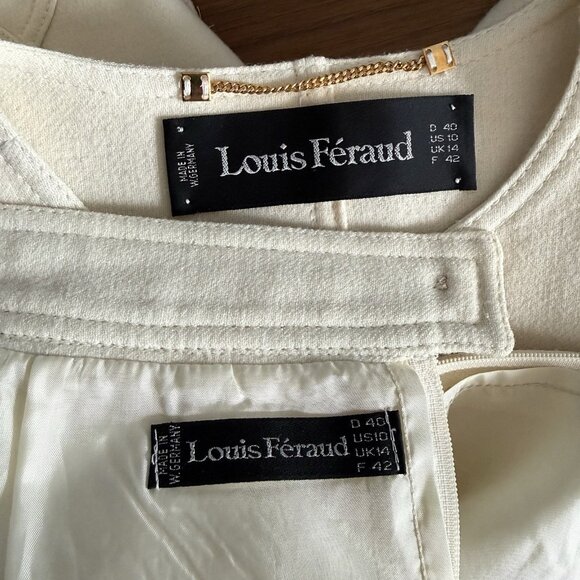 Vintage 80’s Louis Feraud 2 Pc Ivory Wool Jacket & Skirt Suit Size 10 - Picture 8 of 10